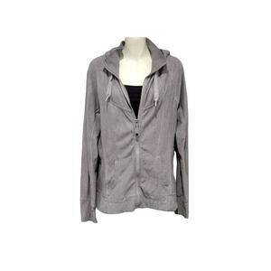 Athleta Zip Up Women's Hooded Athletic Jacket, Gray/ Sz M